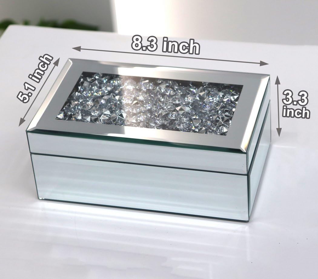 Luxury Silver Crushed Diamond Glass Mirrored Jewelry - QMDECOR Official Imagery - 3