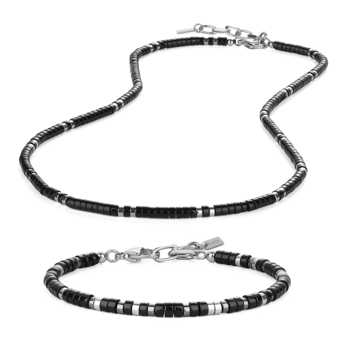 GAVU Black Stone Hematite Heishi Crystal Bracelet Beaded - GAVU Official Imagery - 1