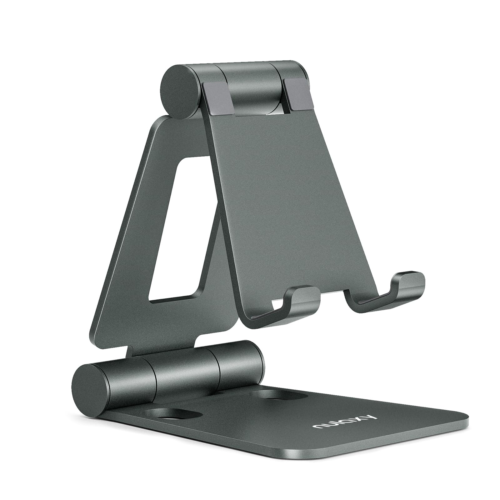 Nulaxy Full Aluminum Dual Folding Cell Phone Stand for Desk, Gray - View 1