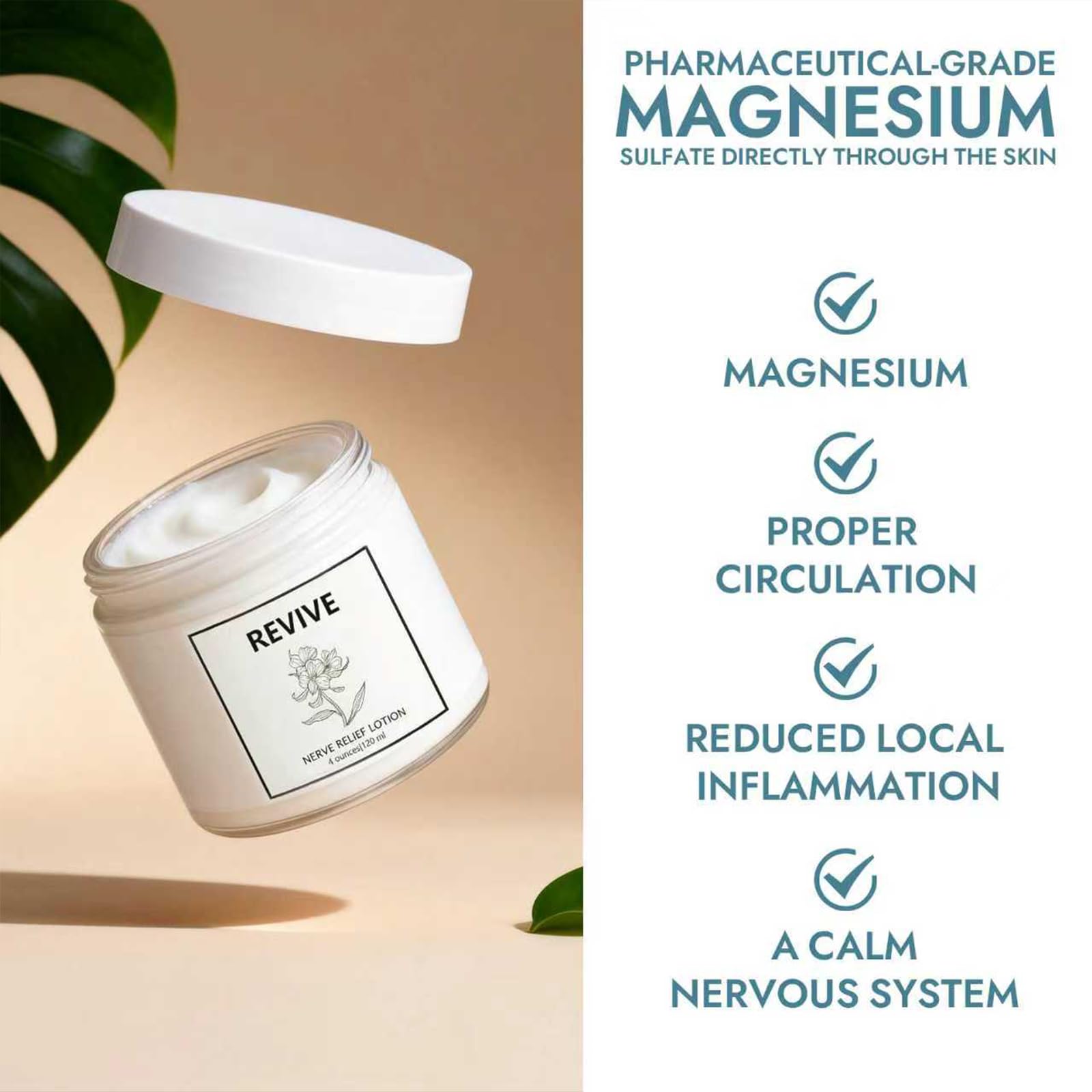Bare Basics Revive Care Lotion skin moisturizer with arnica and magnesium, showing the lotion bottle and soothing ingredients.