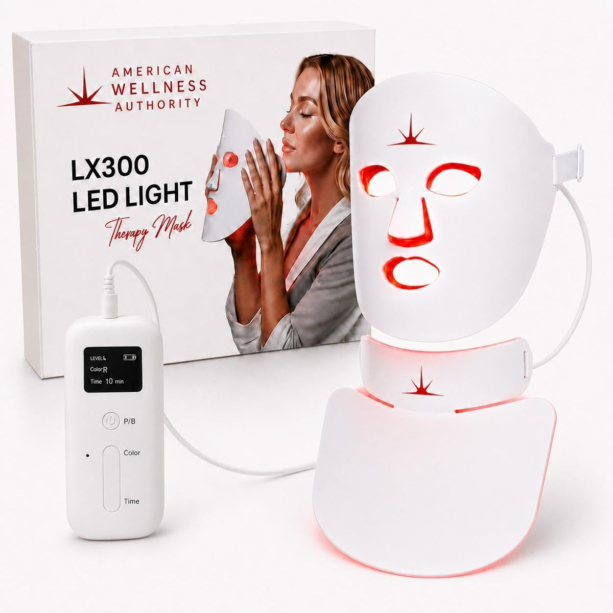 Red Light Therapy Face Mask Wireless LED Red Blue Near - American Wellness Authority Official Imagery - 7