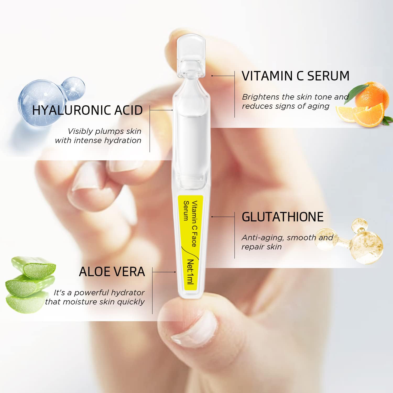 Vitamin C Face Serum with Glutathione 4D Hyaluronic Acid - BACHERI Official Imagery - 6