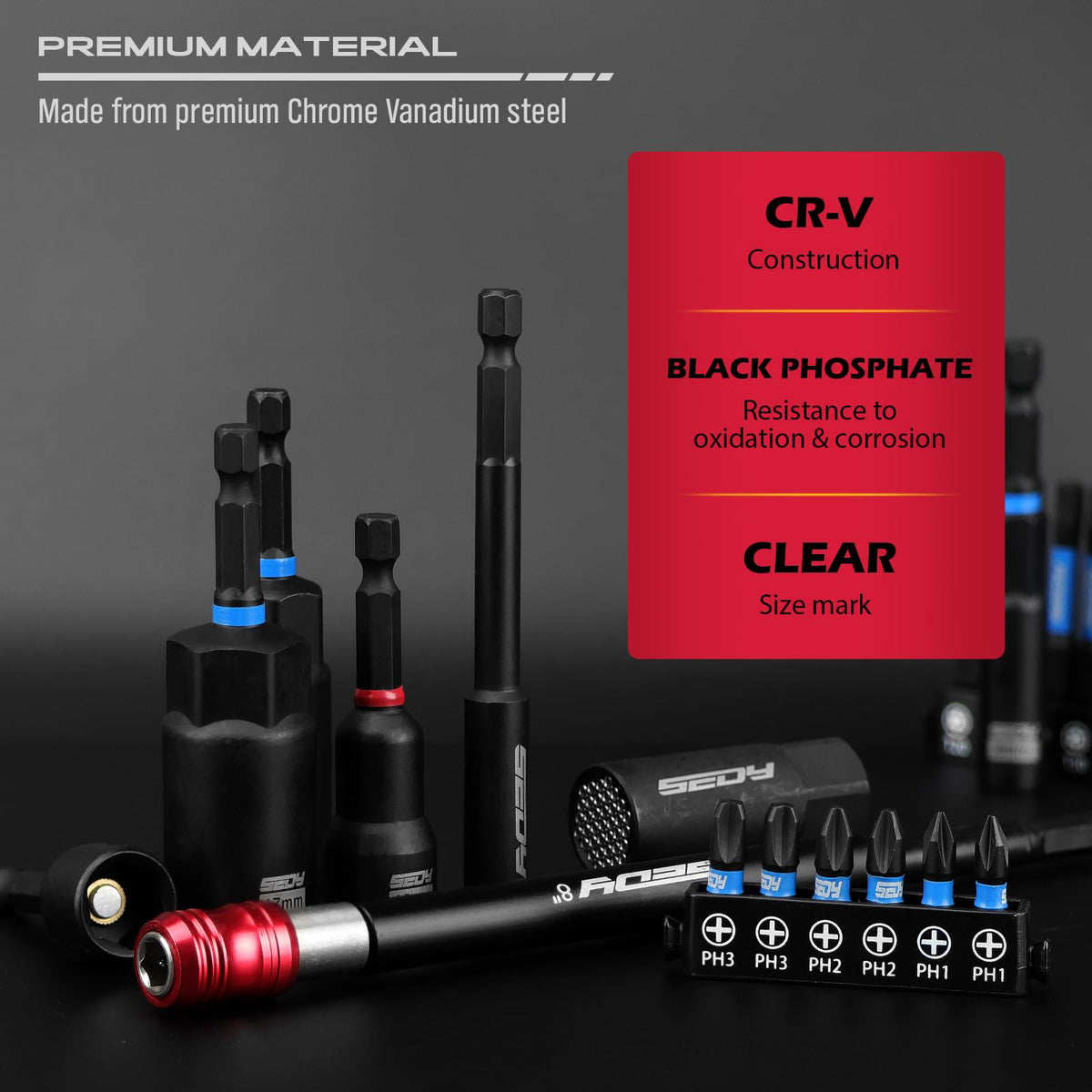 80 Piece Premium Magnetic Impact Nut Driver Set Metric SAE - SEDY Official Imagery - 6