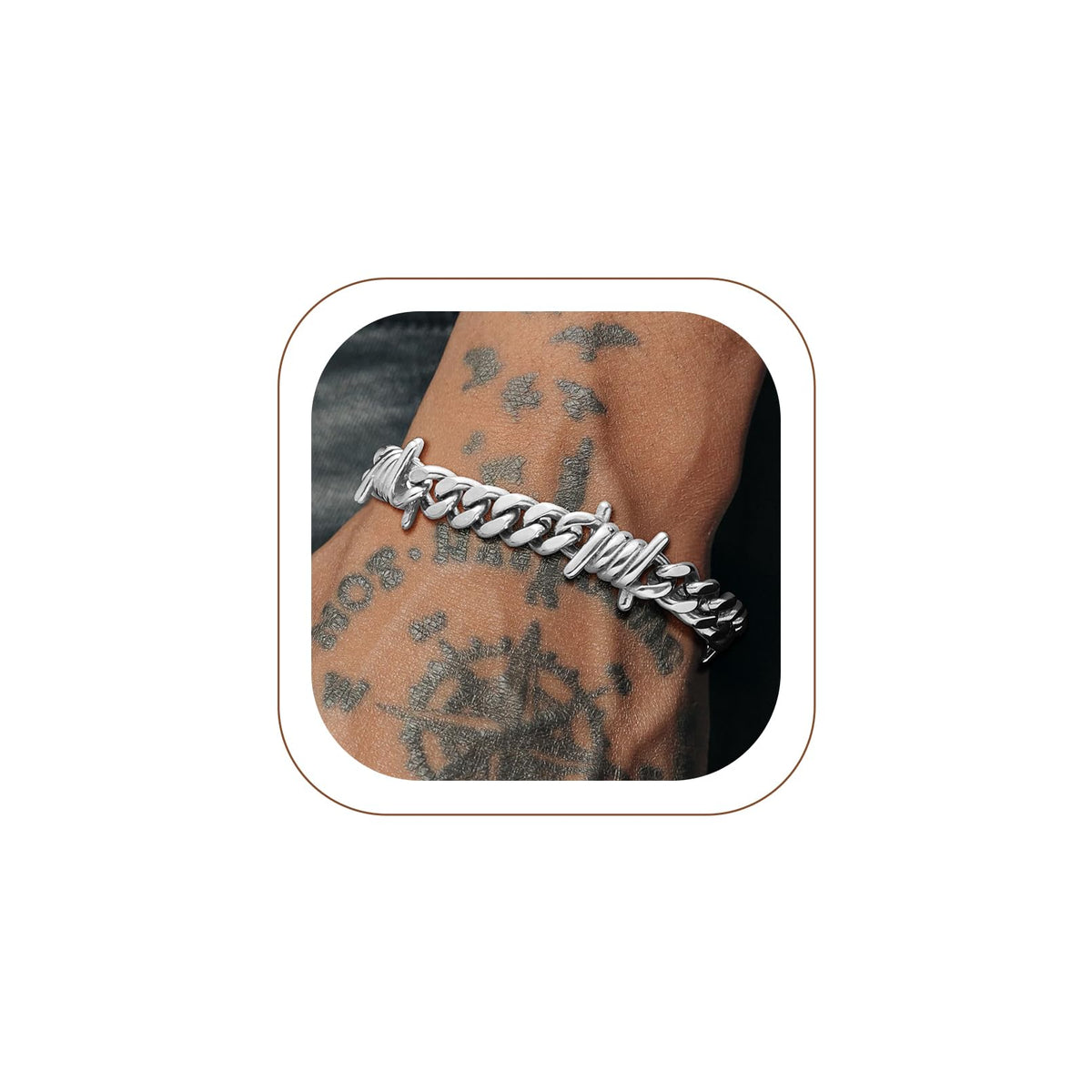 ChainsHouse Barbed Wire Bracelet Cuban Link Chain Bracelet - ChainsHouse Official Imagery - 8