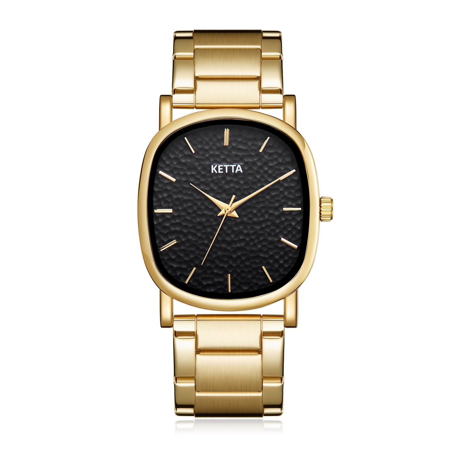 GORBEN Unisex Square Round Retro Gold Stainless Steel Strap - Product Imagery