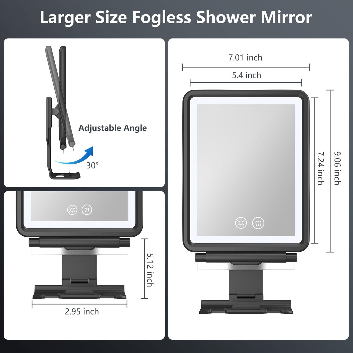 Heated Shower Mirror Fogless for Shaving Anti Fog Mirror for - Shinowa Official Imagery - 3