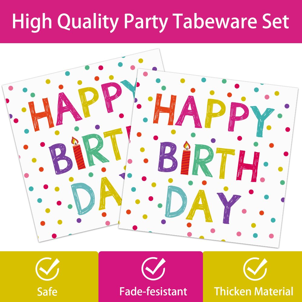 142pcs Happy Birthday Party Supplies Set with Colorful Polka - Kilyparty Official Imagery - 5
