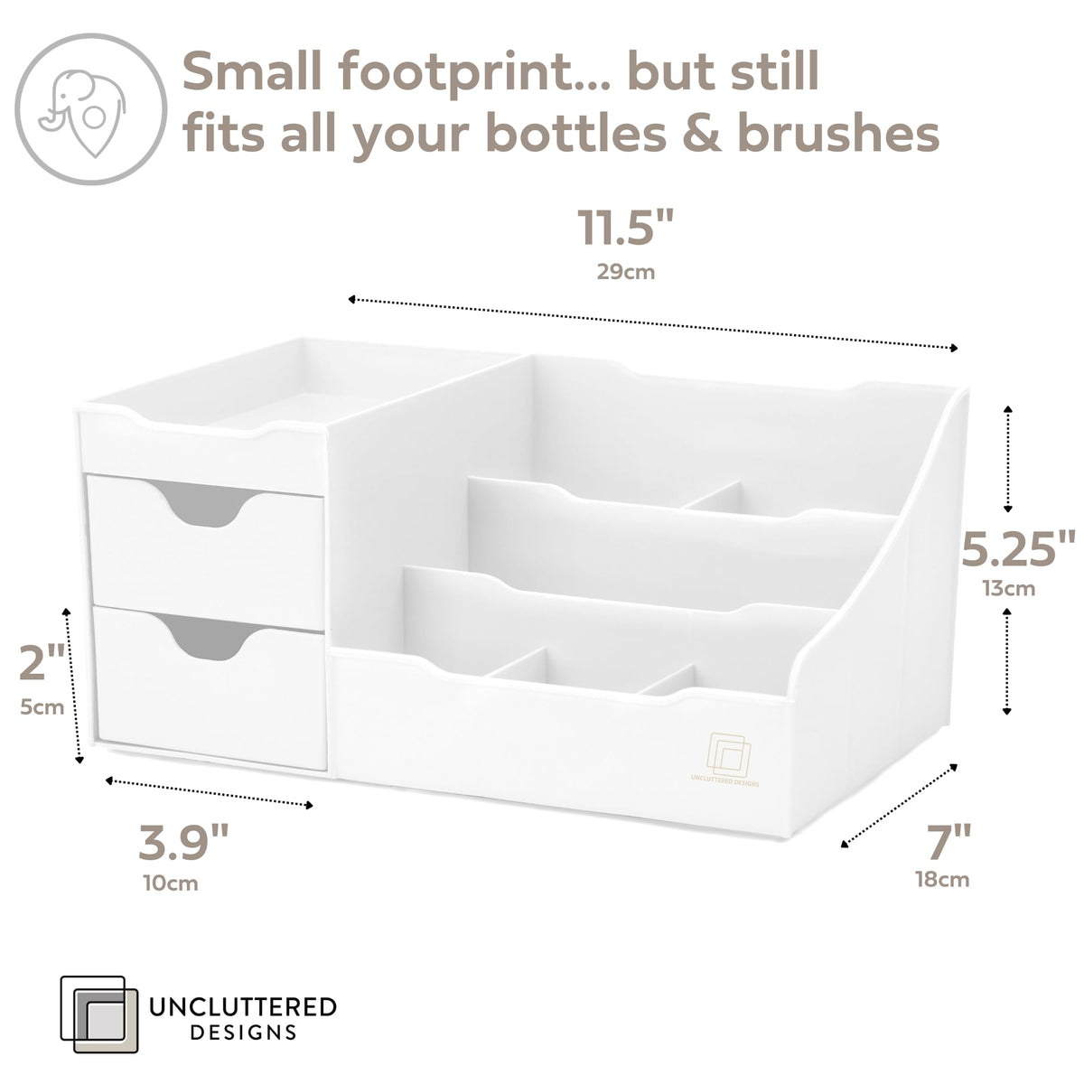 Makeup Organizer for Women White Dresser Top Organizer - Uncluttered Designs Official Imagery - 5