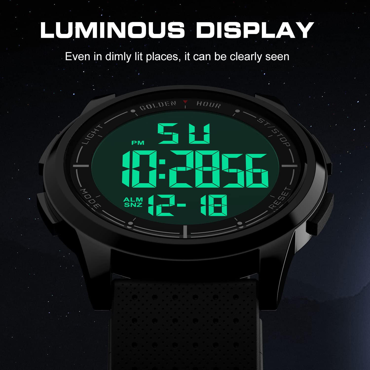 GOLDEN HOUR Ultra-Thin Minimalist Sports Waterproof Digital Men's Watc - View 4