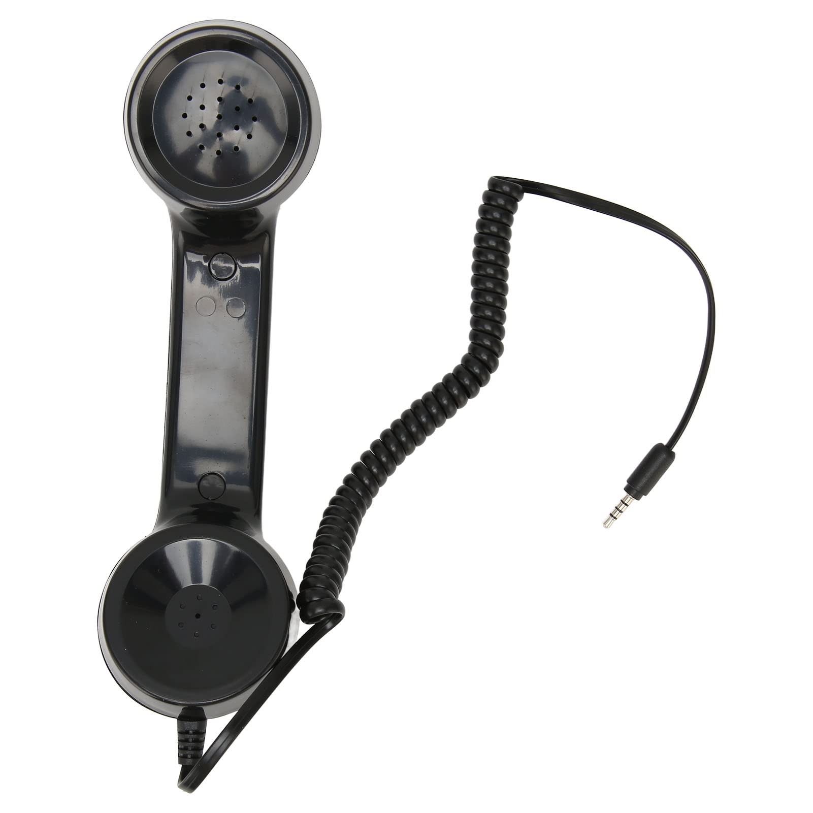 Black retro-style handset for mobile phones and computers, 3.5mm jack, radiation-proof handheld phone receiver by Heayzoki.
