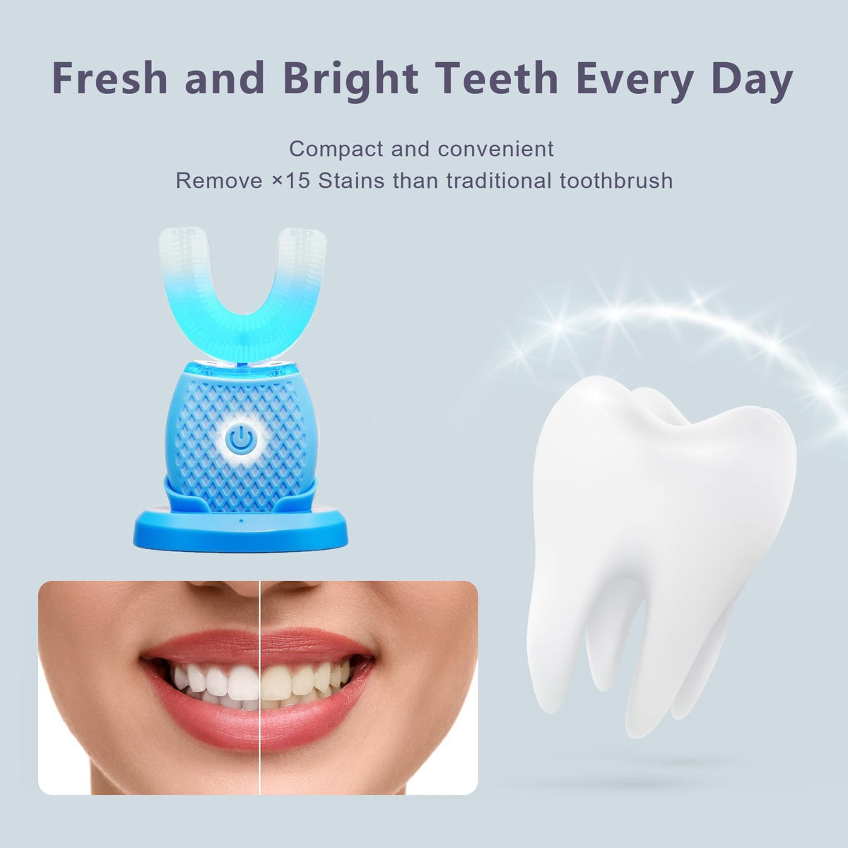 Automatic U Shaped Electric Toothbrush Kit For Adult Daily - Ralexidog Official Imagery - 7
