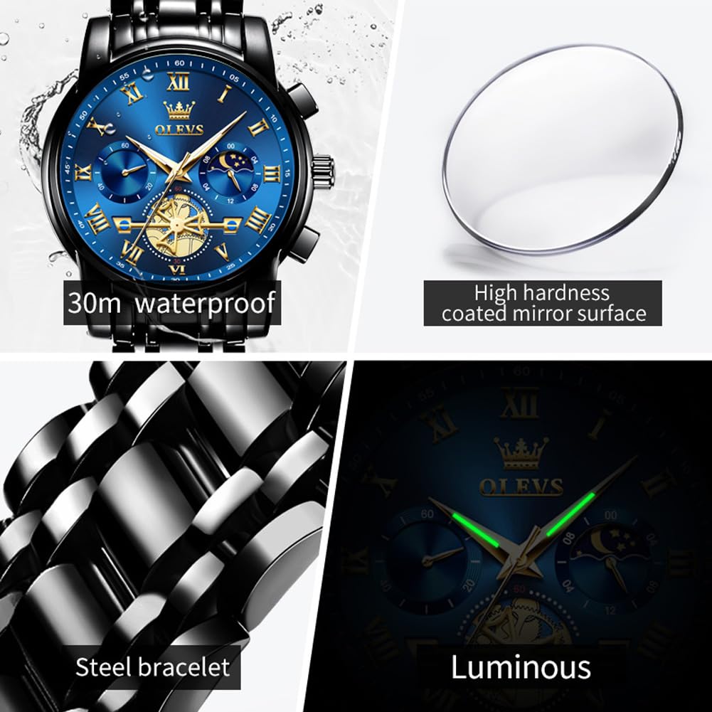 OLEVS Watch Men Luxury Dress Stainless Steel Date Analog Watch Waterpr - View 4
