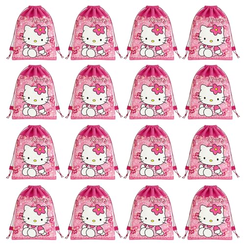 12 Pcs Kitty Drawstring Bag Set, Kitty Birthday party supplies, - Product Imagery