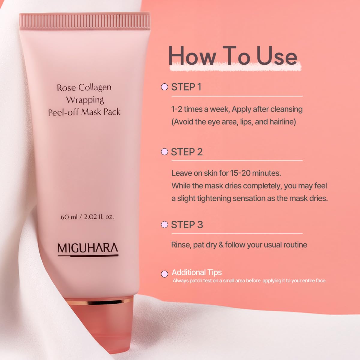 MIGUHARA Collagen Rose Wrapping Peel Off Mask | Pore Minimizer & Glass Skin Glow | Vegan Korean Face Mask with French Rosa Centifolia Flower Extract, Firming & Dullness Care, 2.02 fl.oz - MIGUHARA Official Product View 7