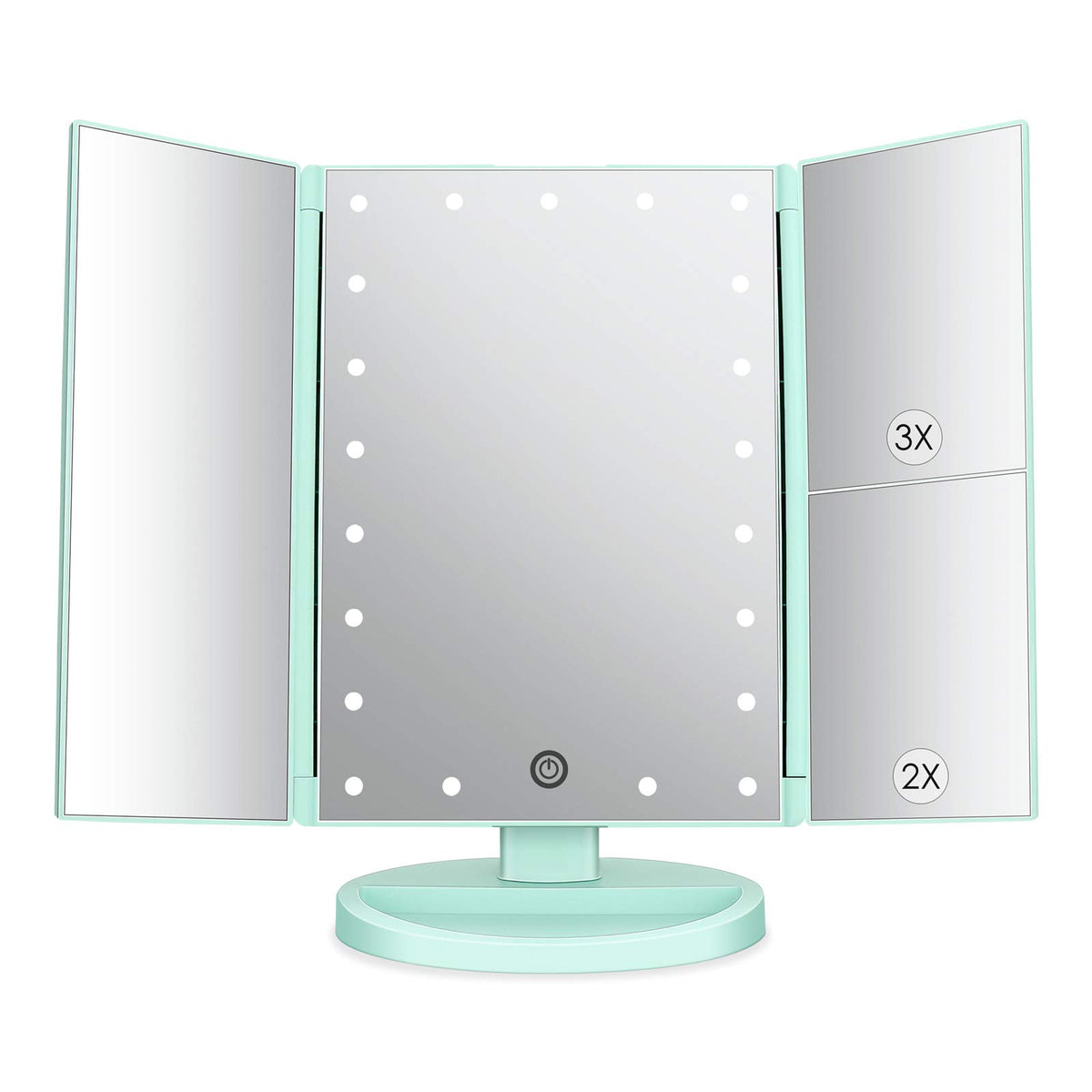 Tri Fold Lighted Vanity Tabletop Mount Mirror with 21 LED - deweisn Official Imagery - 1