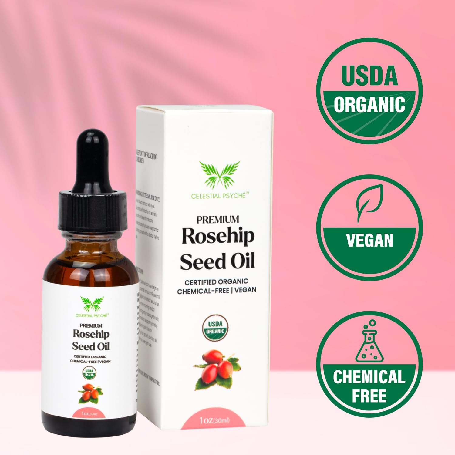 Celestial Psyché USDA Certified Organic Rosehip Seed Oil 100% Pure Natural, - Celestial Psyché Official Product View 5