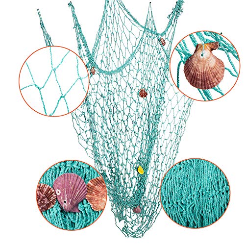 Rosoz Fish Net Decoration for Party, 79 x 59in Fishing Net with - Product Imagery