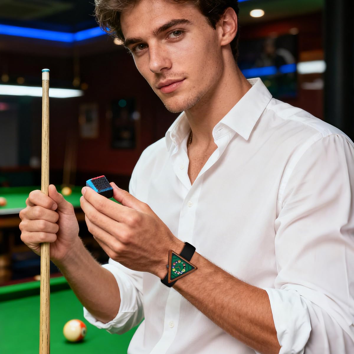 Bomieux Billiards-Inspired Analog Watch, Triangular Dial, for Men and - View 4