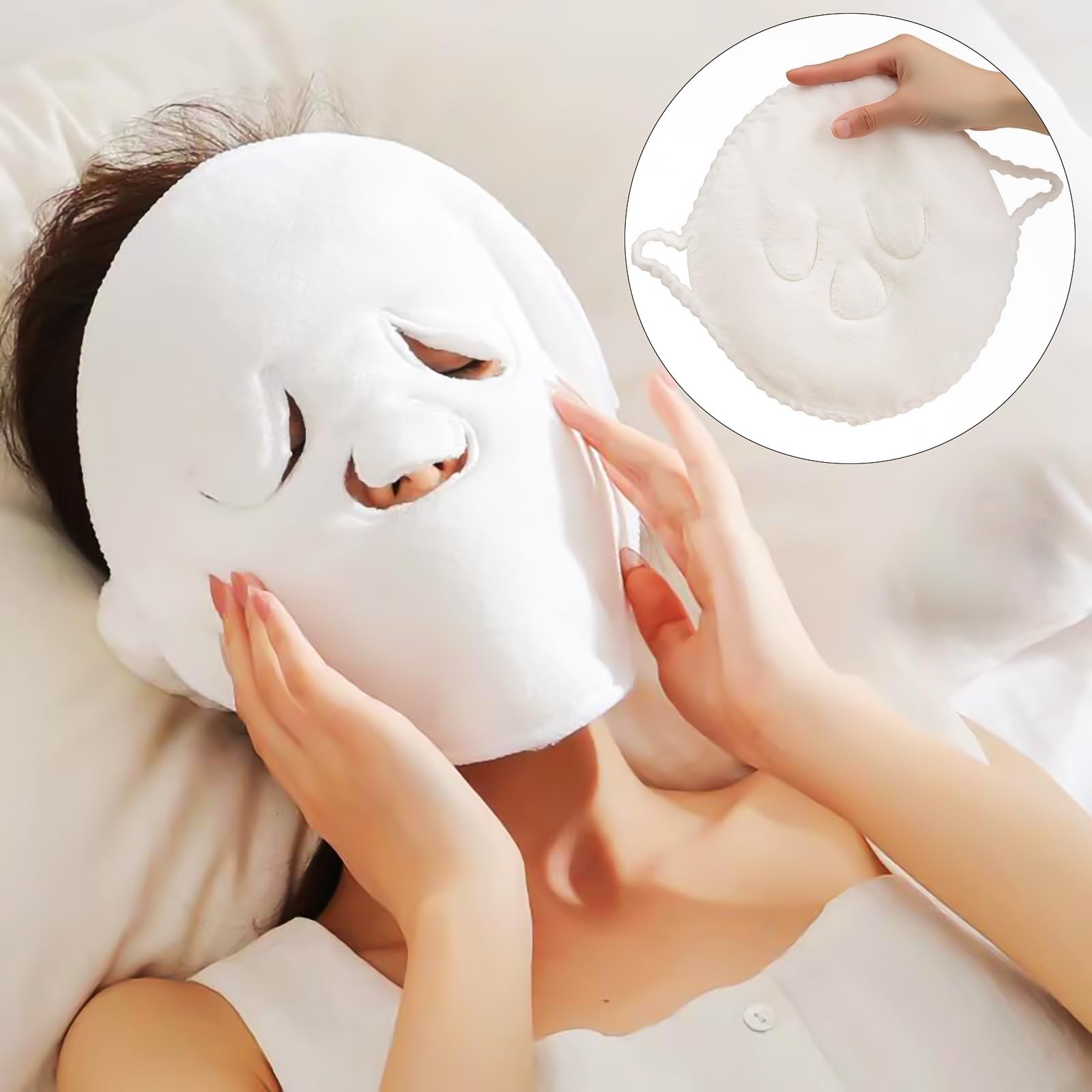 Hot Face Mask Wrap for Skincare, Reusable Spa Compress for - Product Imagery