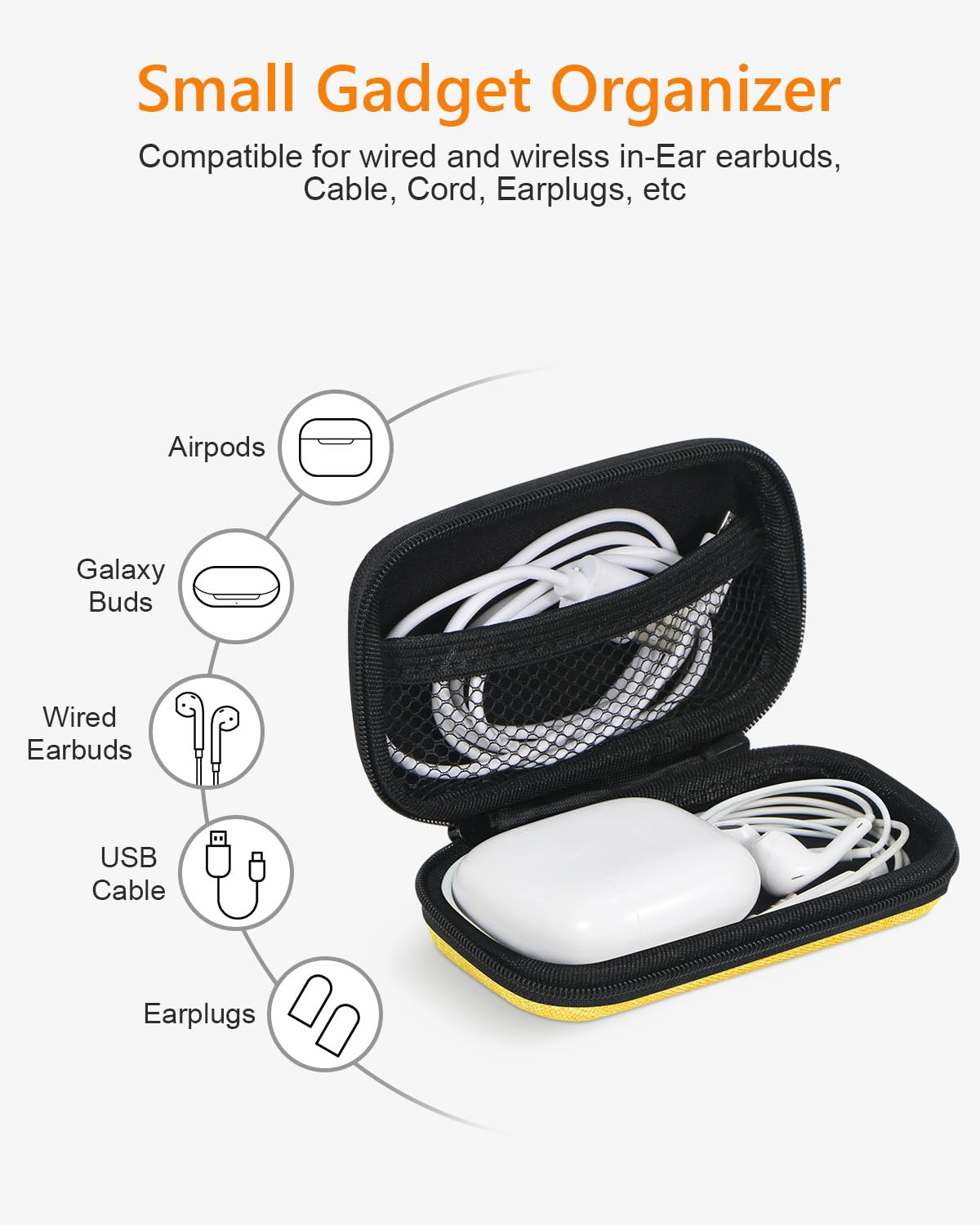 GLCON Gold-Yellow Mini Earbud Case, Cute Protective Pouch for Apple Airpods - GLCON Official Product View 3