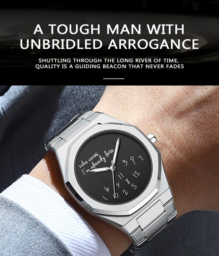 FANMIS Men’s Analog Stainless Steel Funny Dial Watch Octagon - Product Imagery