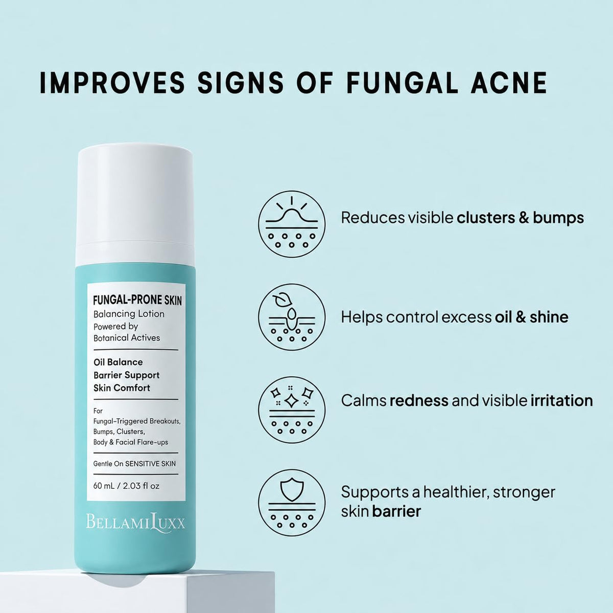 BellamiLuxx Fungal Acne Treatment Lotion Effective Face Body - BellamiLuxx Official Imagery - 3