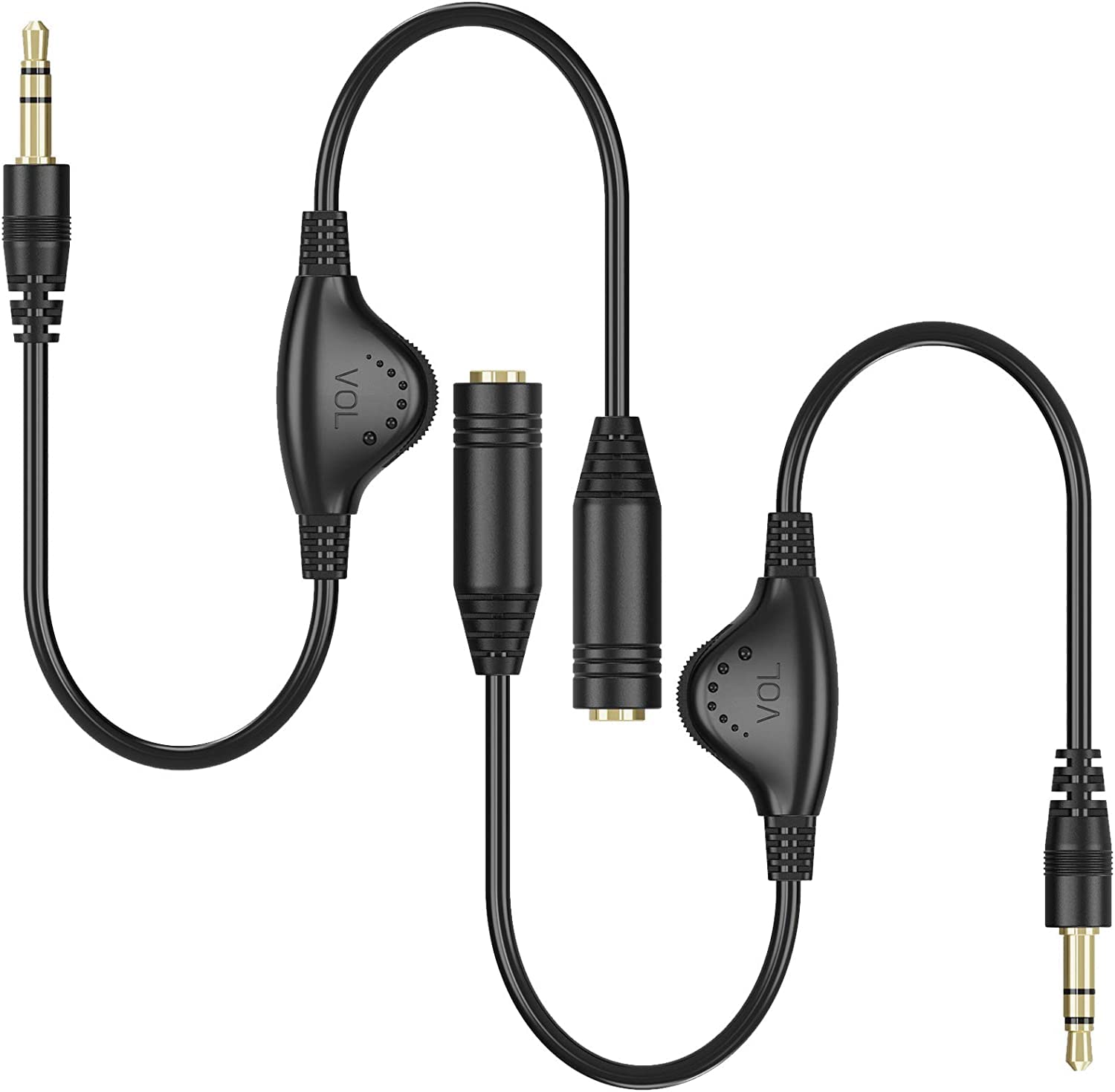 PChero 3.5mm Headphone Extension Cables, 2pcs 3.5mm Male to Femal by PChero - Angle View 2
