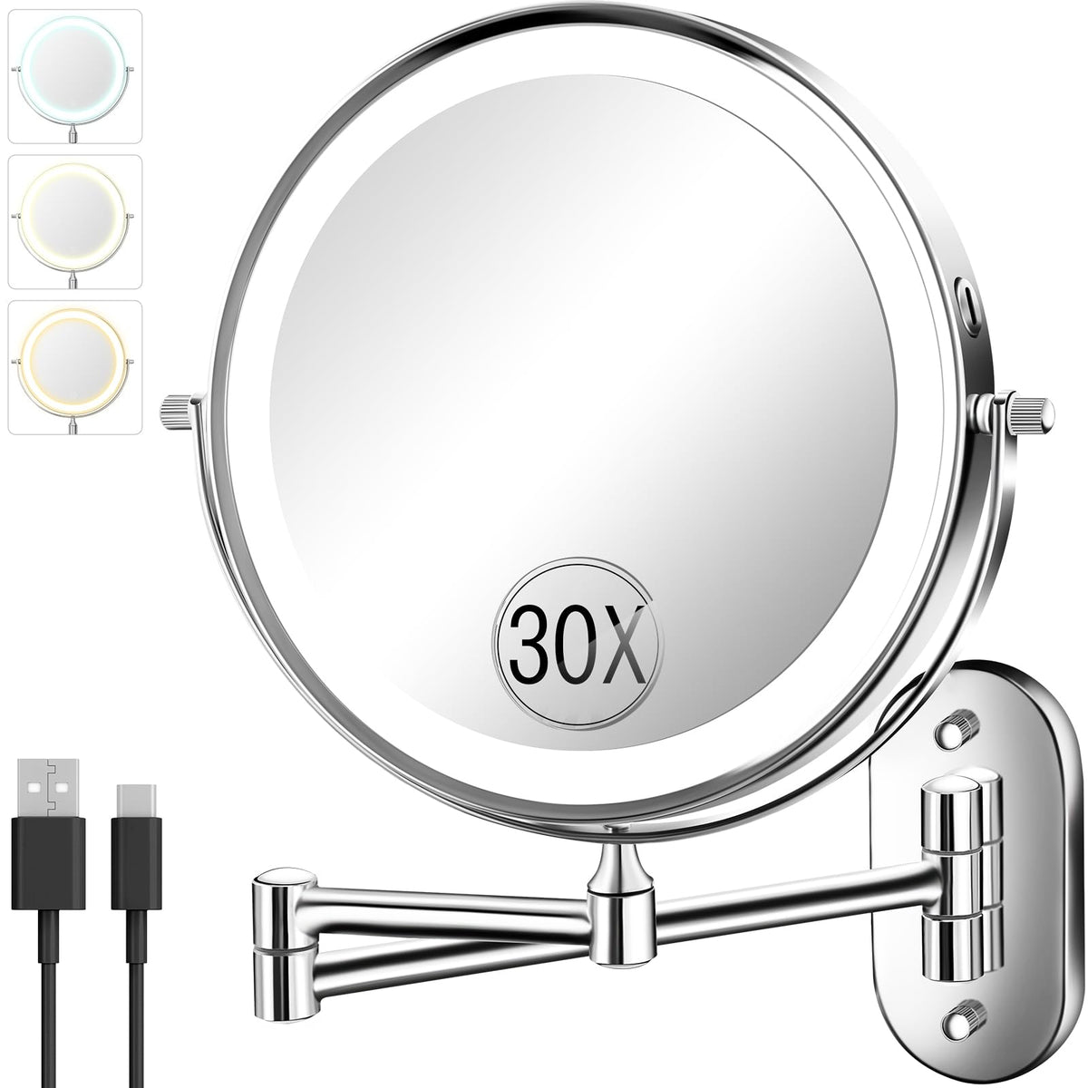 VFD 8 30X 1X Wall Mounted Lighted Magnifying Makeup Mirror - VFD Official Imagery - 2