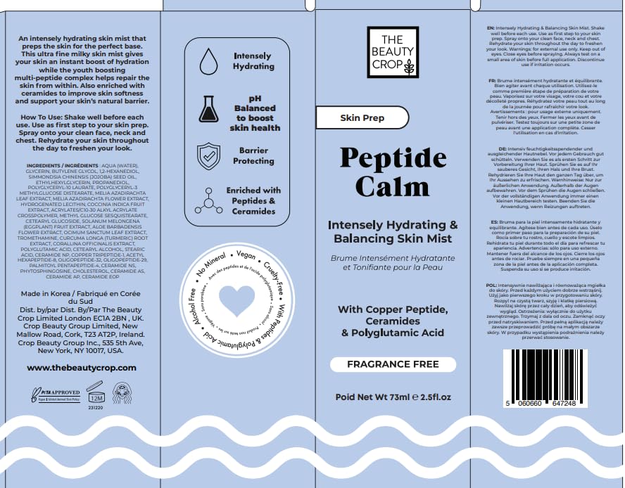The Beauty Crop Peptide Calm Skin Mist - Hydrating & pH - Product Imagery