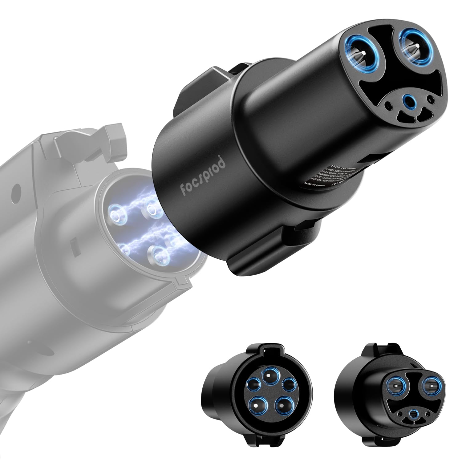 FOCSPROD J1772 to Tesla Charger Adapter, Max 80A 250V Fast Charging J1772 to - FOCSPROD Official Product View 1