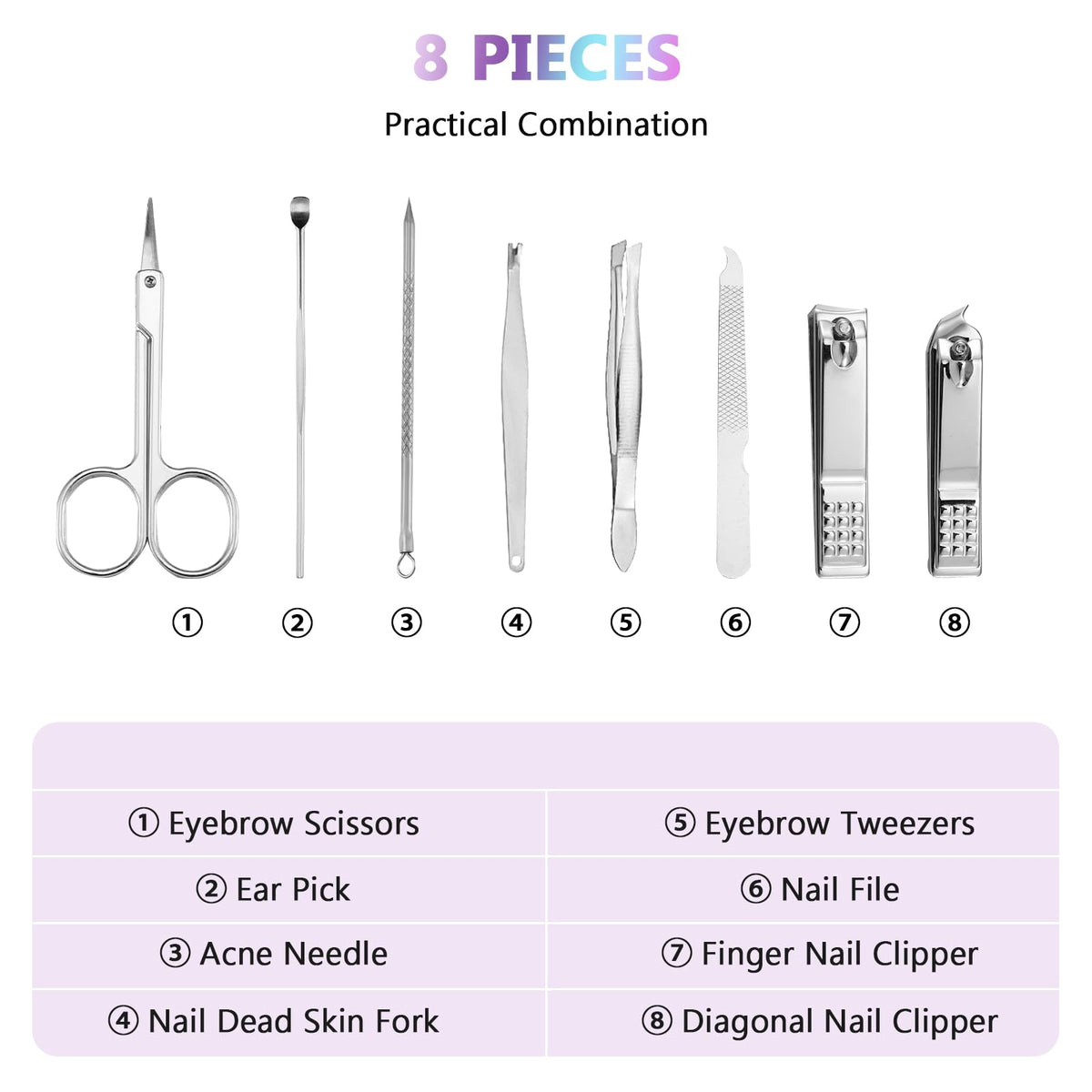Lasnten 24 Set Nail Clipper Bulk Manicure Kit 8 in 1 Laser - Lasnten Official Imagery - 5