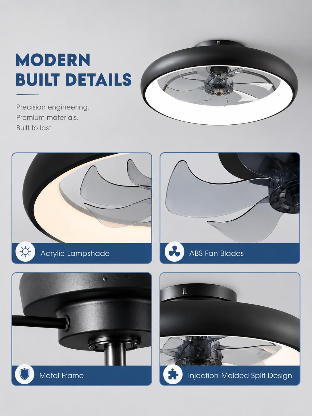 Garvee 20" Modern Round Ring RGB Ceiling Fan with Lights and Remo - Garvee Official Product View 6