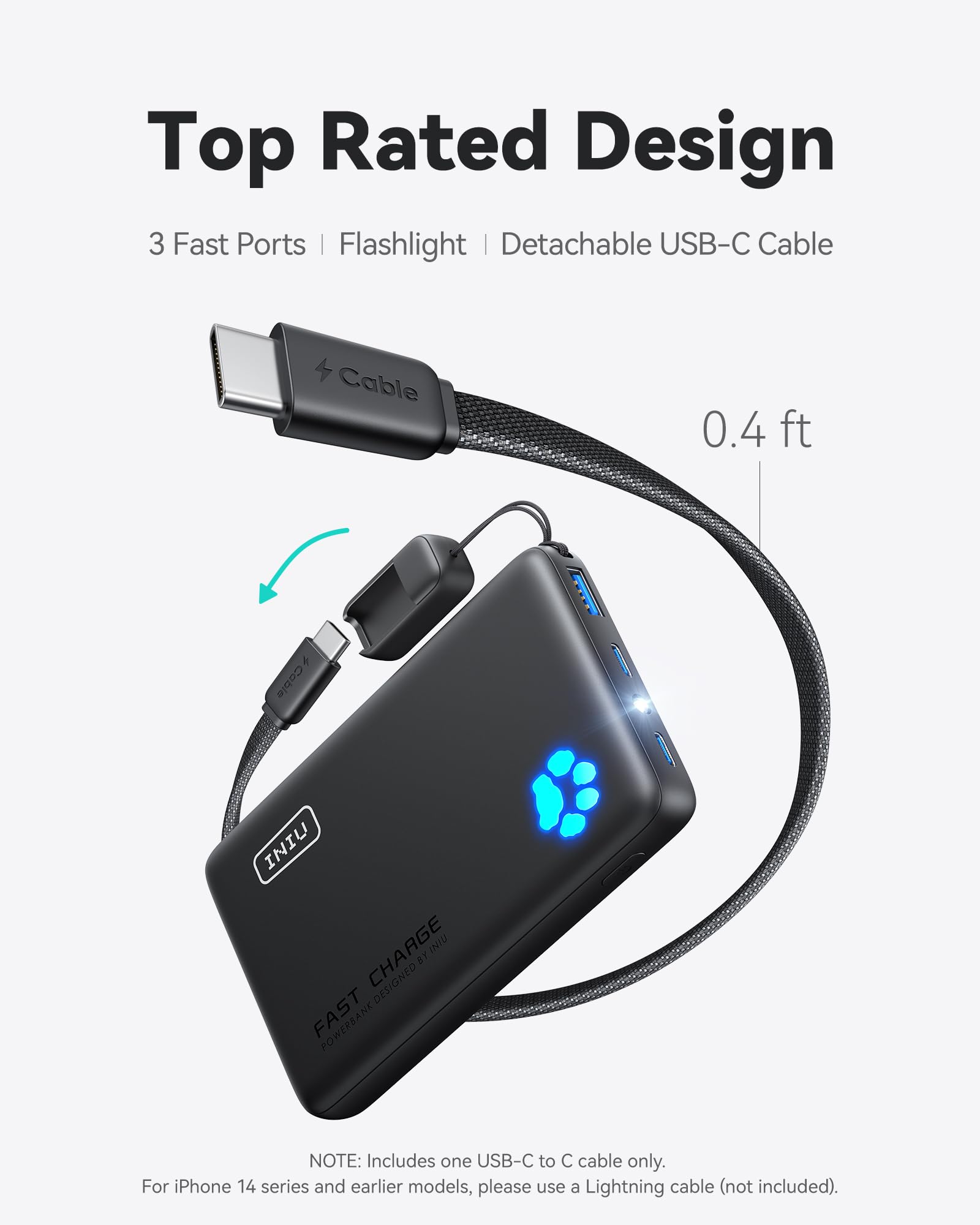 INIU 10000mAh 45W Fast Charging Portable Charger, Smaller Travel Power Bank - INIU Official Product View 4