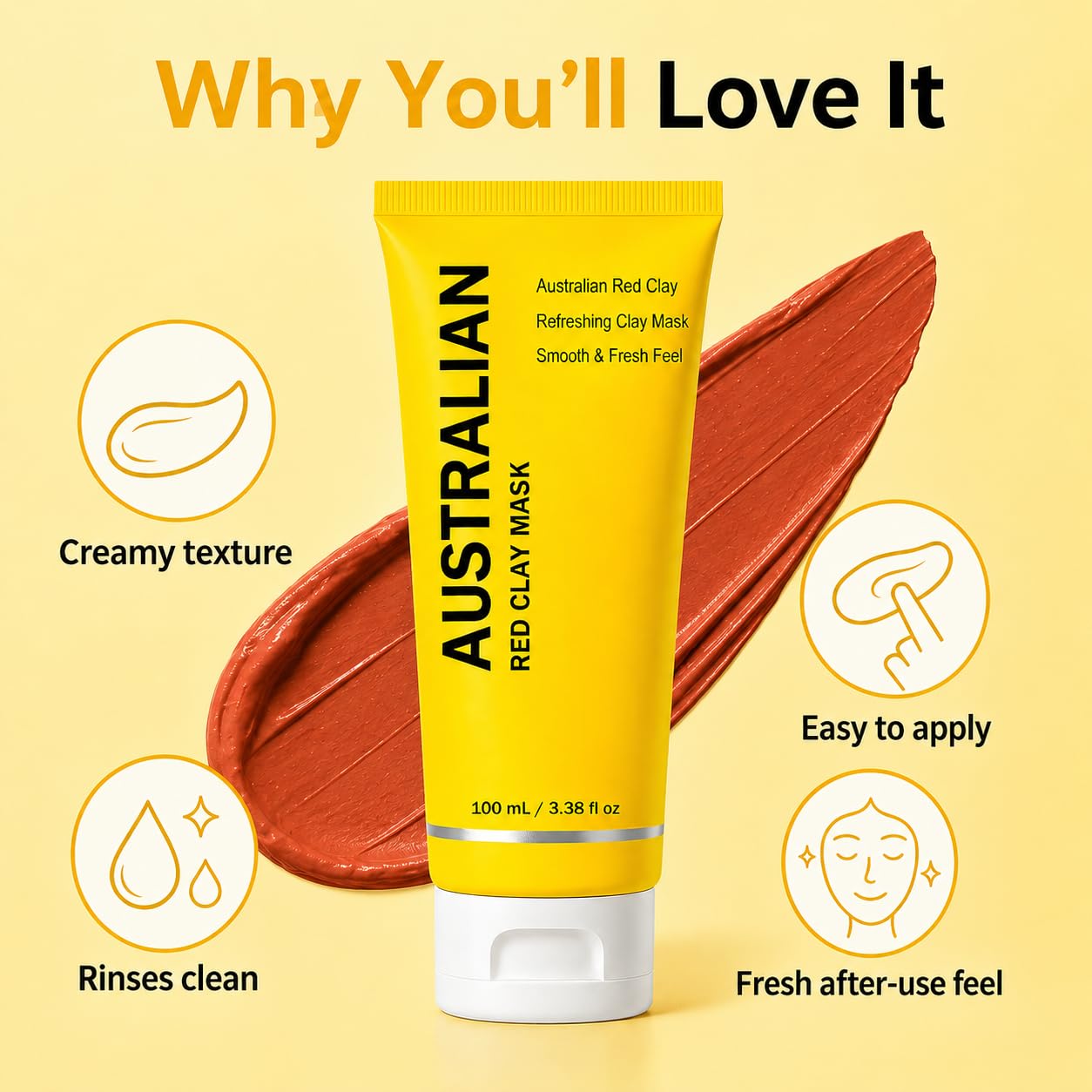 Face Mask Red Clay Australian Red Clay Face Mask Hydrating - GTVOSY Official Product Imagery - 5