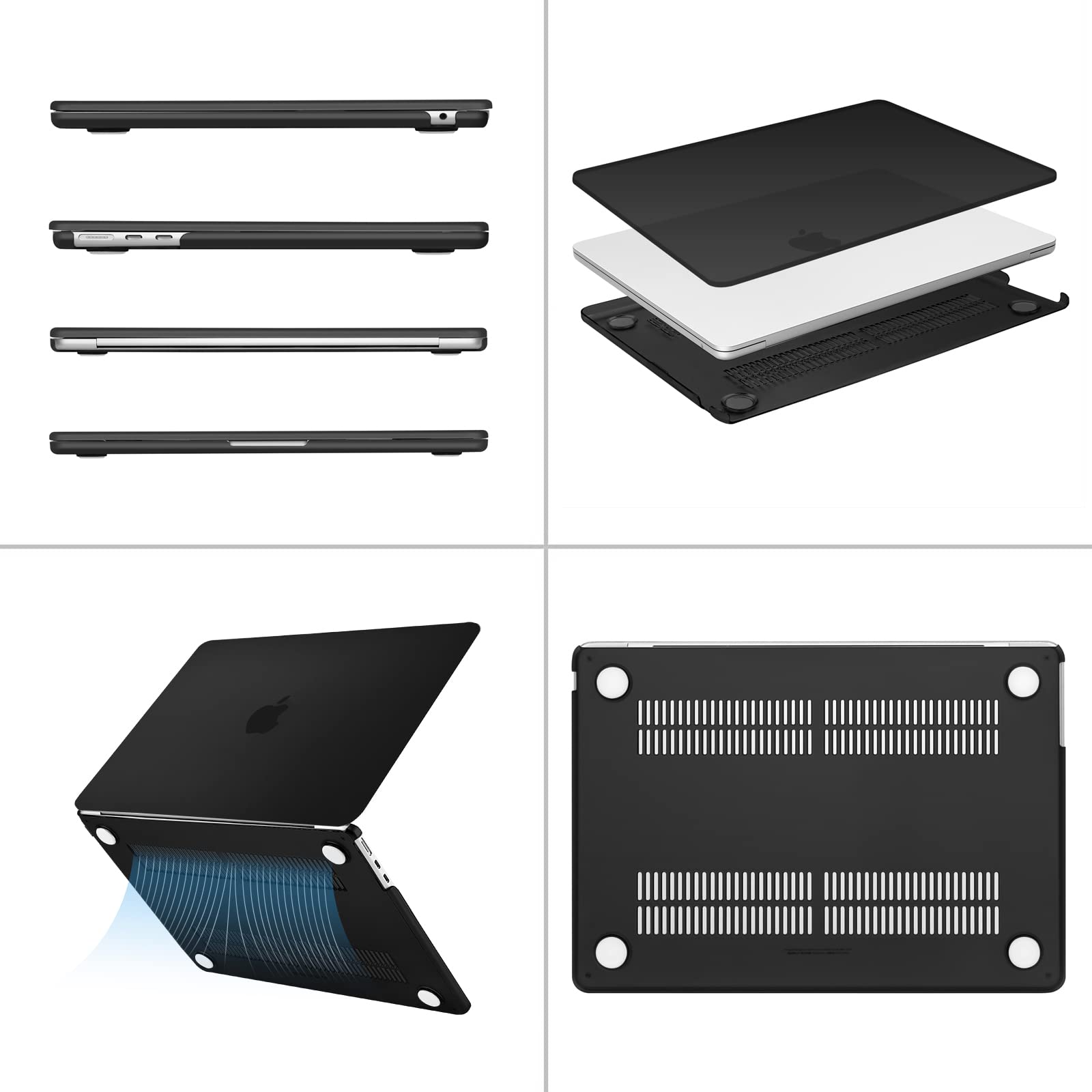 MOSISO MacBook Air 13-inch case in black, protective portable electronic device cover for M2 to M5 models.