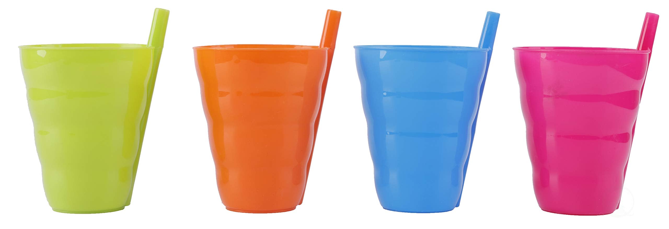 Basicwise Set of 4 Reusable 10 oz Plastic Cups with Built-In - Product Imagery