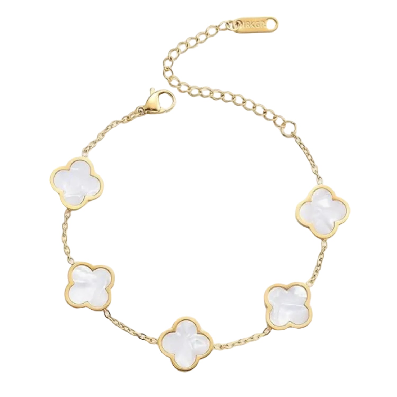 AIPPK 18K Gold Plated Clover Lucky Bracelet for Women White/Black/Re