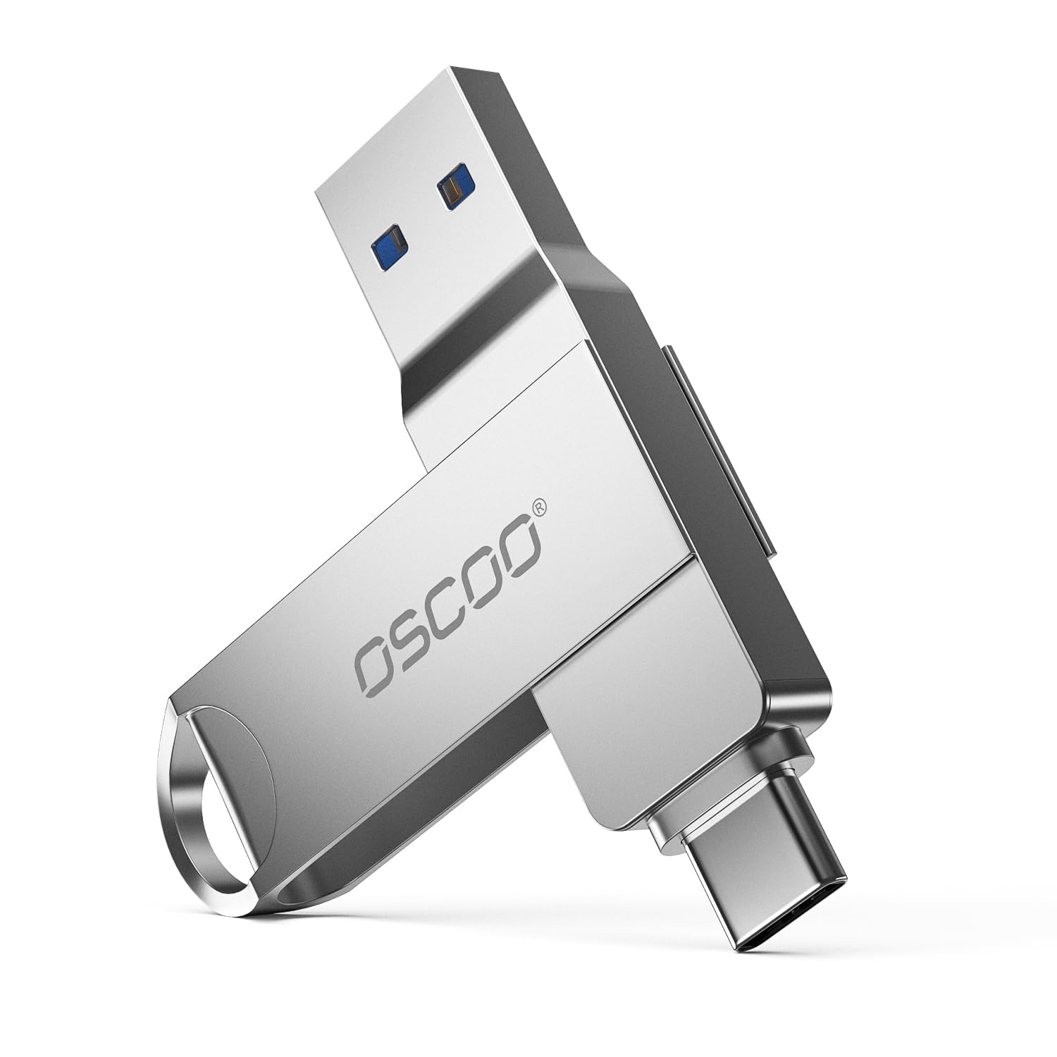 OSCOO 32GB Dual USB 3.2 Gen1 flash drive showing both USB-A and USB-C connectors on a white background