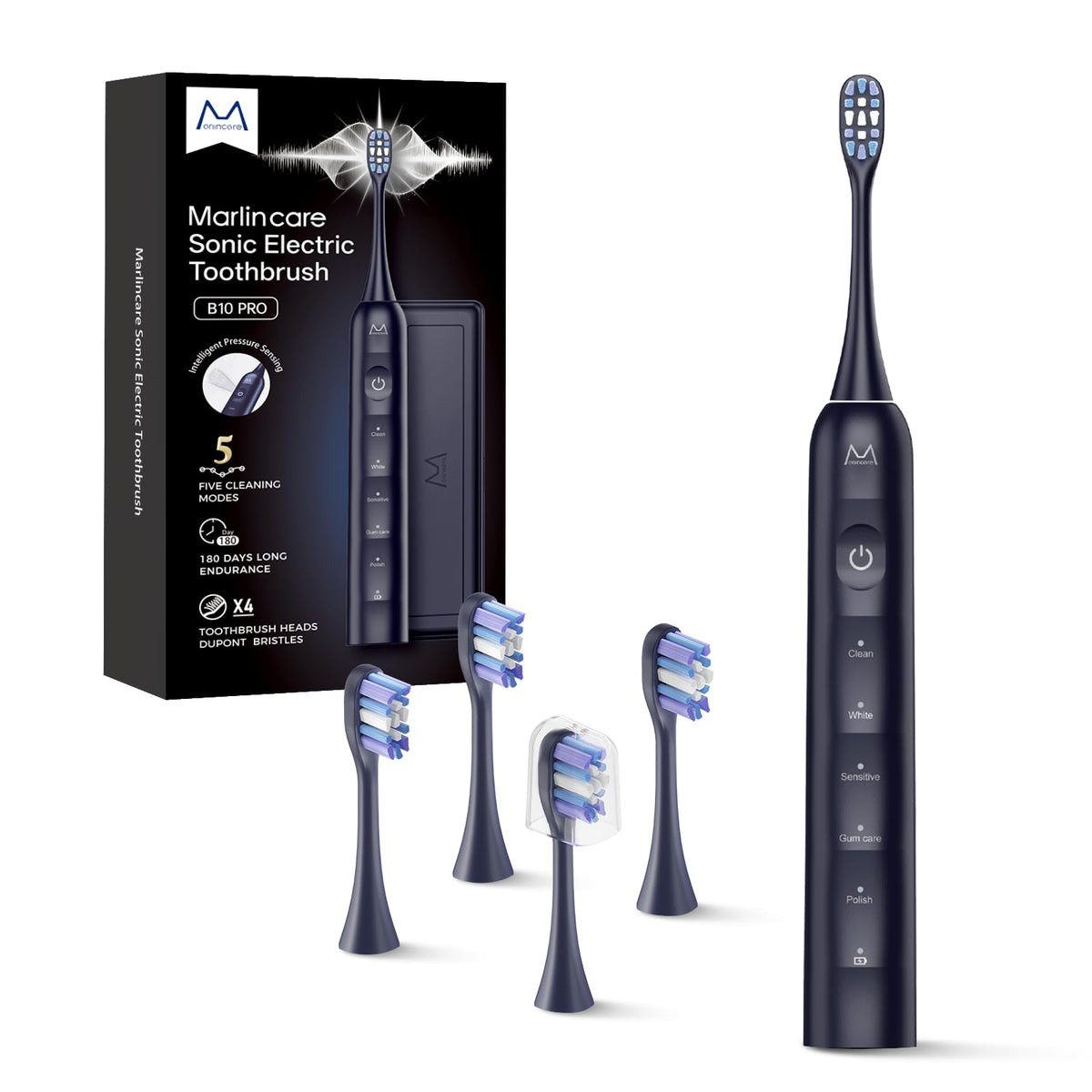 Electric Toothbrush for Adults 180 Days Battery Life Blue - Marlincare Official Imagery - 2