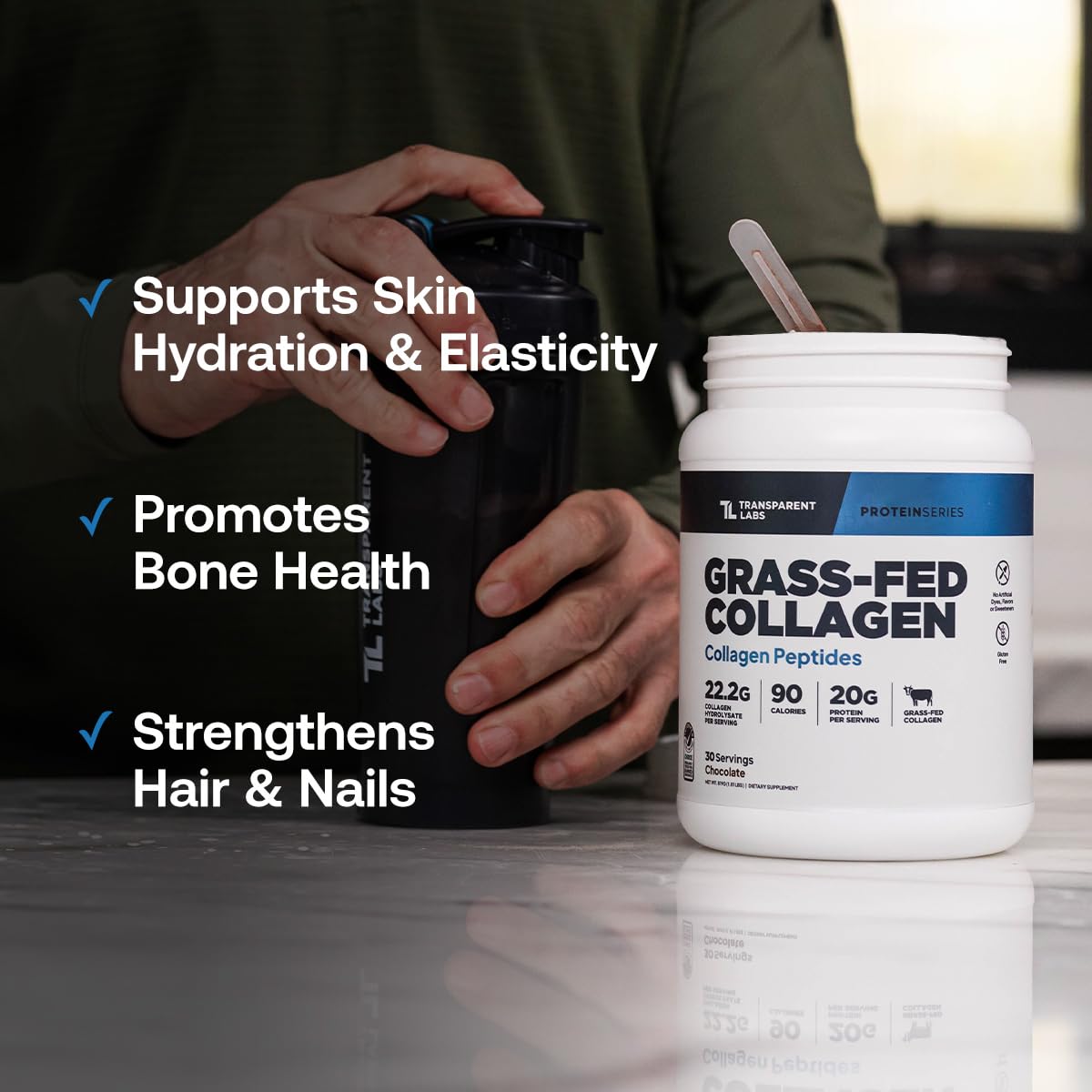 Transparent Labs Grass Fed Collagen Peptides Powder - Transparent Labs Official Imagery - 8