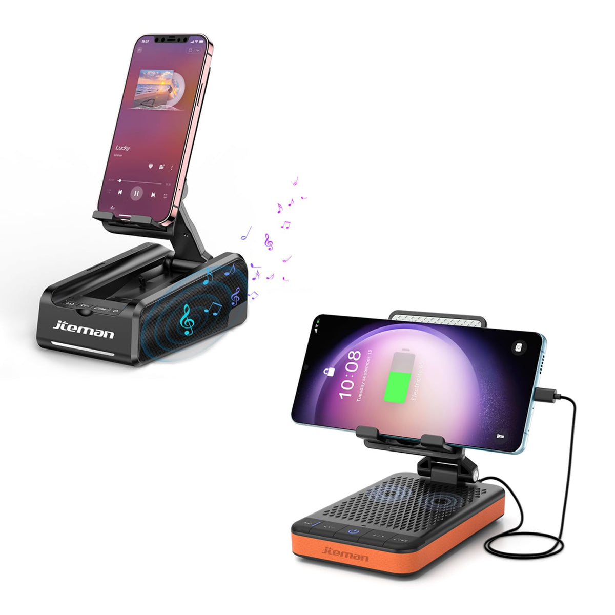 JTEMAN 2 in 1 Cell Phone Stand with Bluetooth Speaker 3 in 1 - JTEMAN Official Imagery - 1