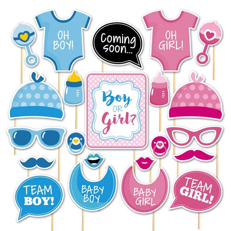 SWYOUN Baby Gender Reveal Photo Booth Frame Party Supplies Boy - Product Imagery