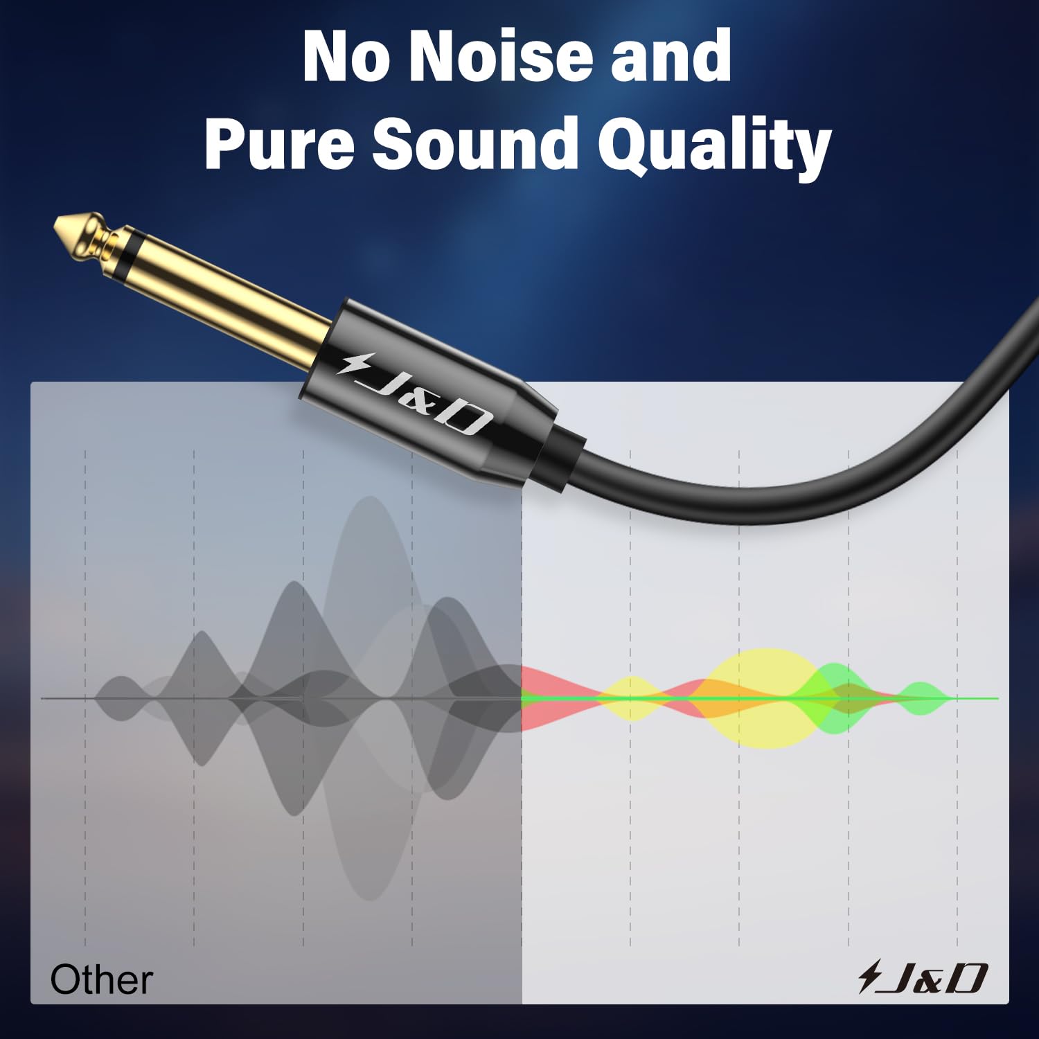 J&D USB-C to 6.35mm 1/4 inch TS Audio Cable, Gold Plated USB Type by J&D - Angle View 5