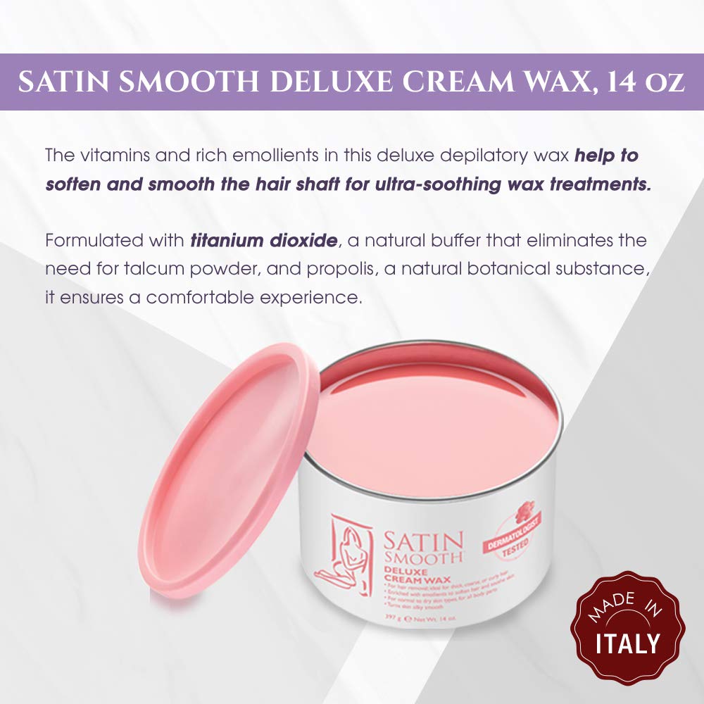 Satin Smooth Deluxe Cream, Soft Wax for Hair Removal, Face & Body - SATIN SMOOTH Official Product View 7