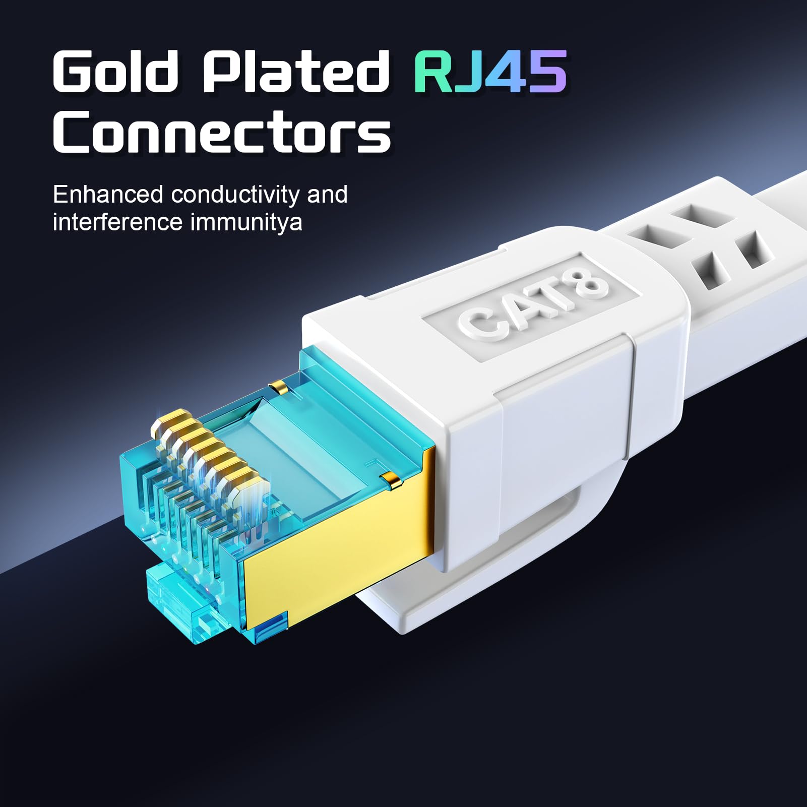 AOPOCKAN TECH Cat 8 Ethernet Cable 100 ft, Shielded Flat RJ45 Net - AOPOCKAN TECH Official Product View 5