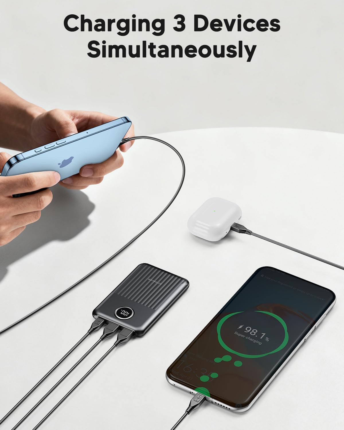 Szfakuer portable charger with 10000mAh capacity, ultra slim design, USB C input/output, fast charging power bank.