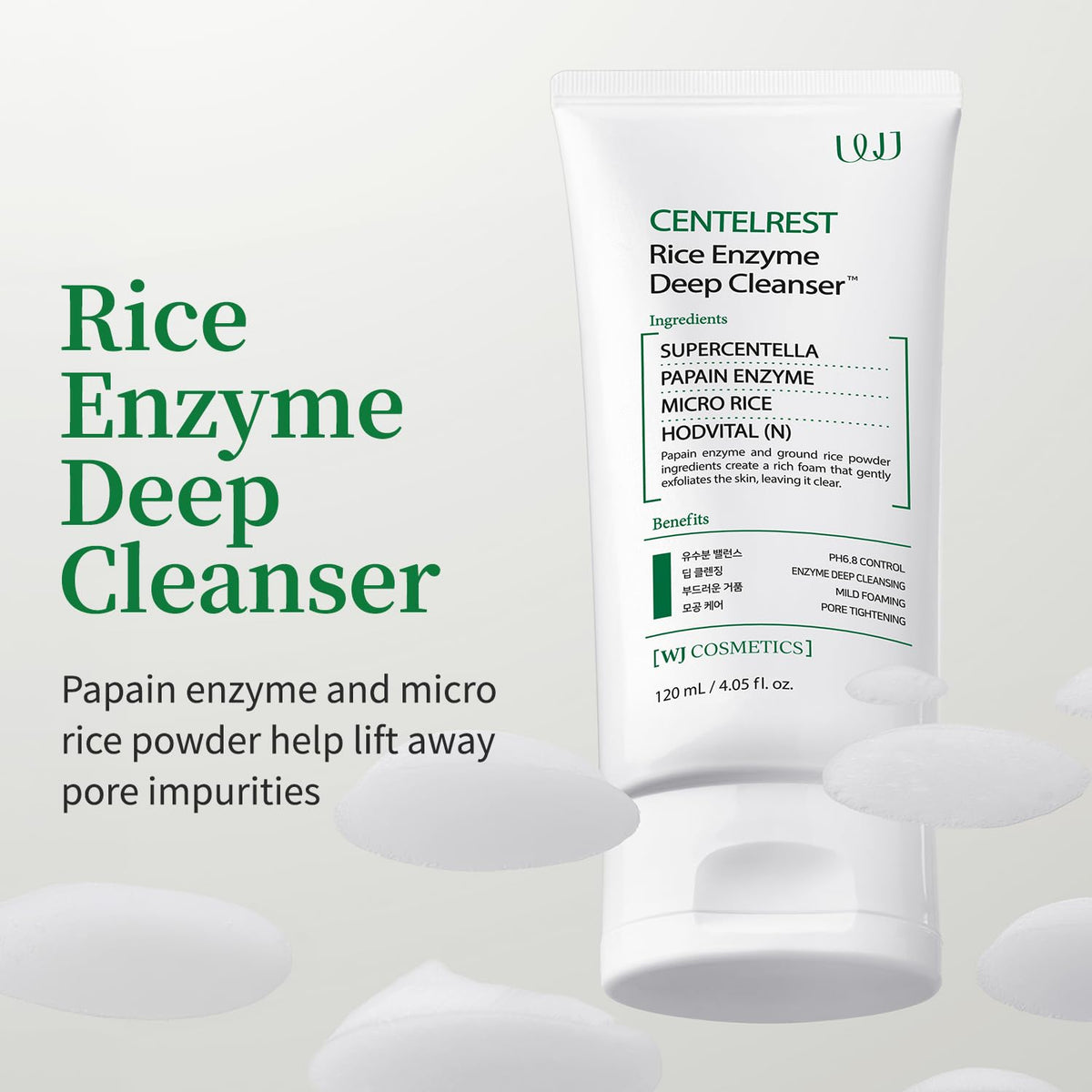 WJ Cosmetics Centelrest Rice Enzyme Deep Cleanser Hydrating - WJ Official Imagery - 3