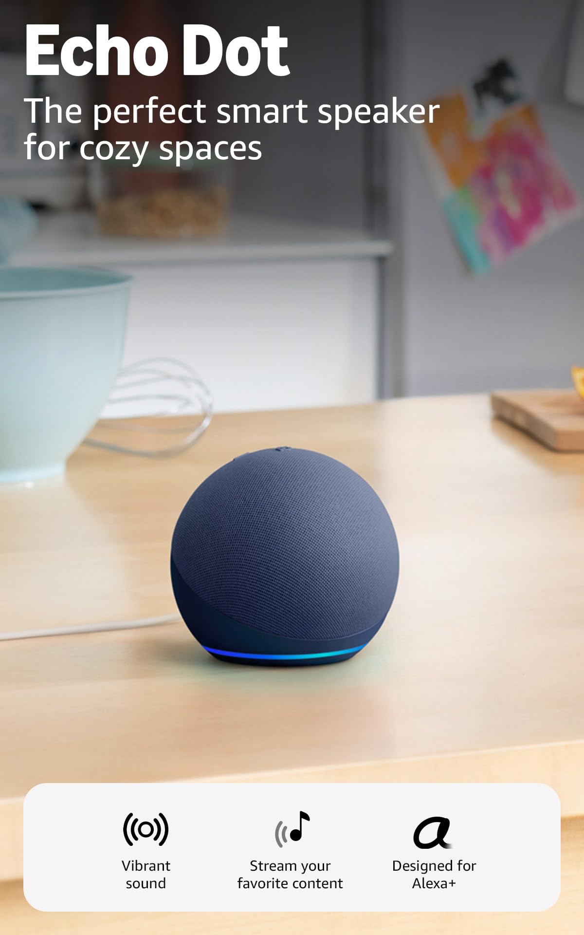 Amazon Echo Dot   - Vibrant sounding speaker, Designed for Alexa+, Great for bed - Amazon Official Product View 1