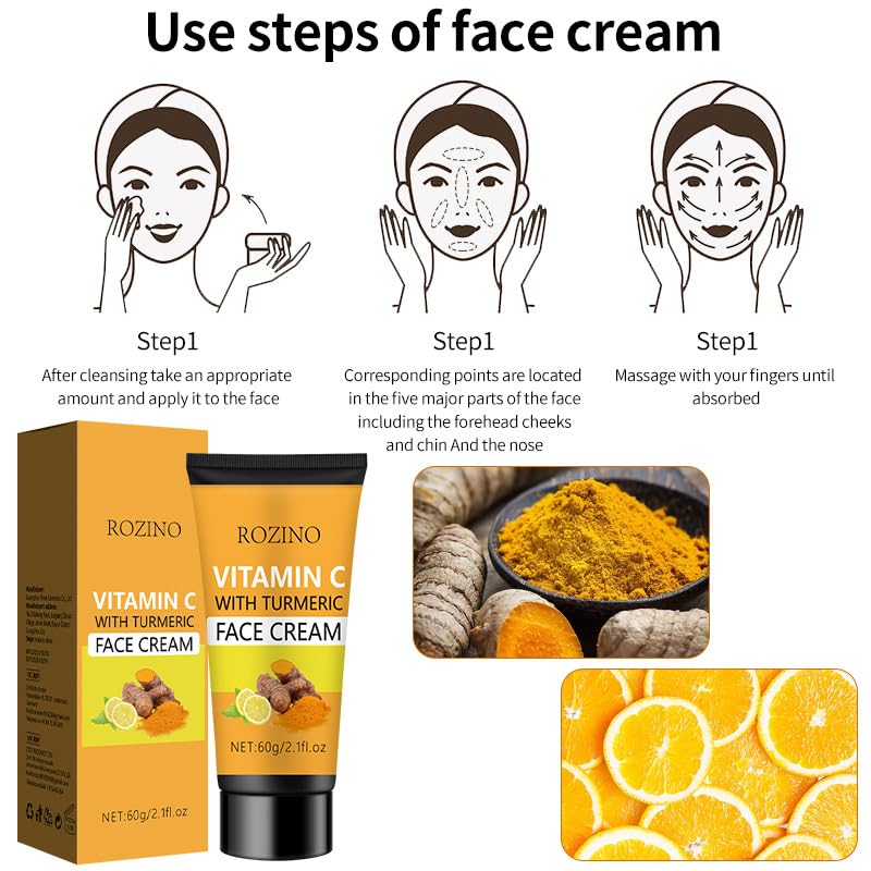 Turmeric Vitamin C Face Cream, Anti-Aging Cream, Firming - Product Imagery