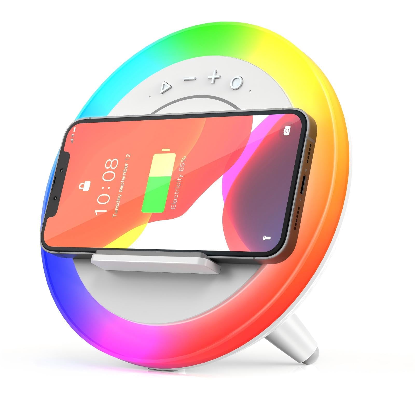 Swarmir Bluetooth Speaker with Lights, Wireless Charging Speaker, by Swarmir - Angle View 7